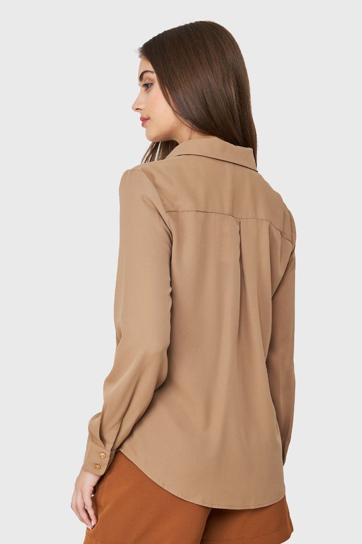 Blusa Botonera Invisible Básica Khaki Nicopoly-3