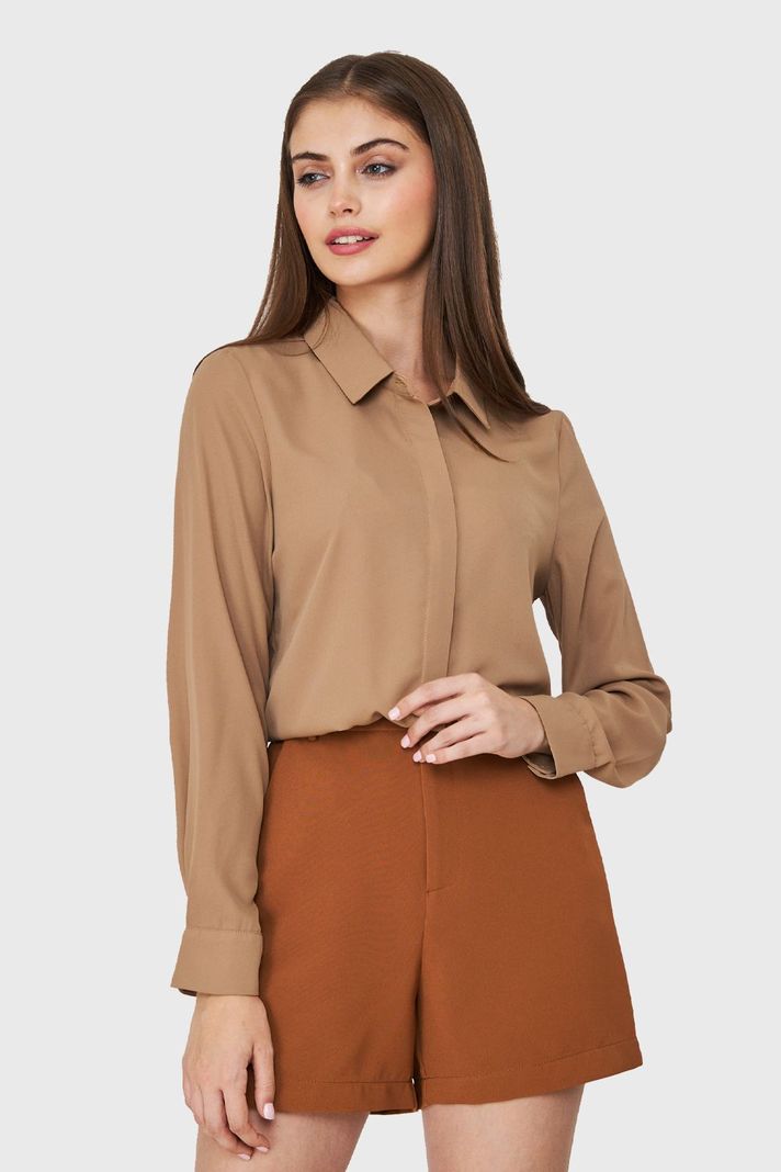 Blusa Botonera Invisible Básica Khaki Nicopoly-4