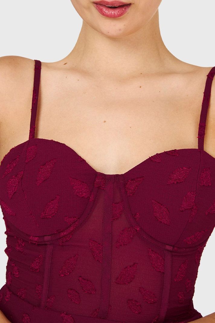 Vestido Largo Fiesta Burdeo Nicopoly-5
