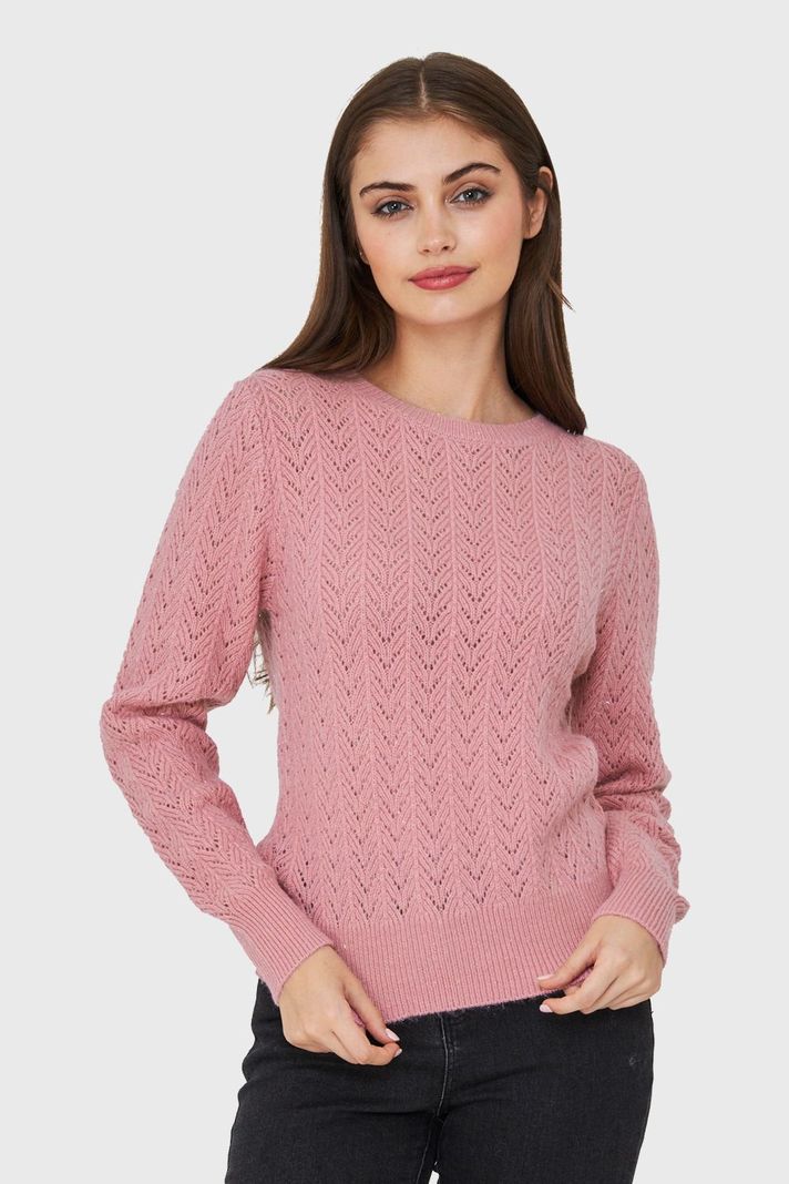 Sweater Punto Fantasía Lurex Rosa Nicopoly-0