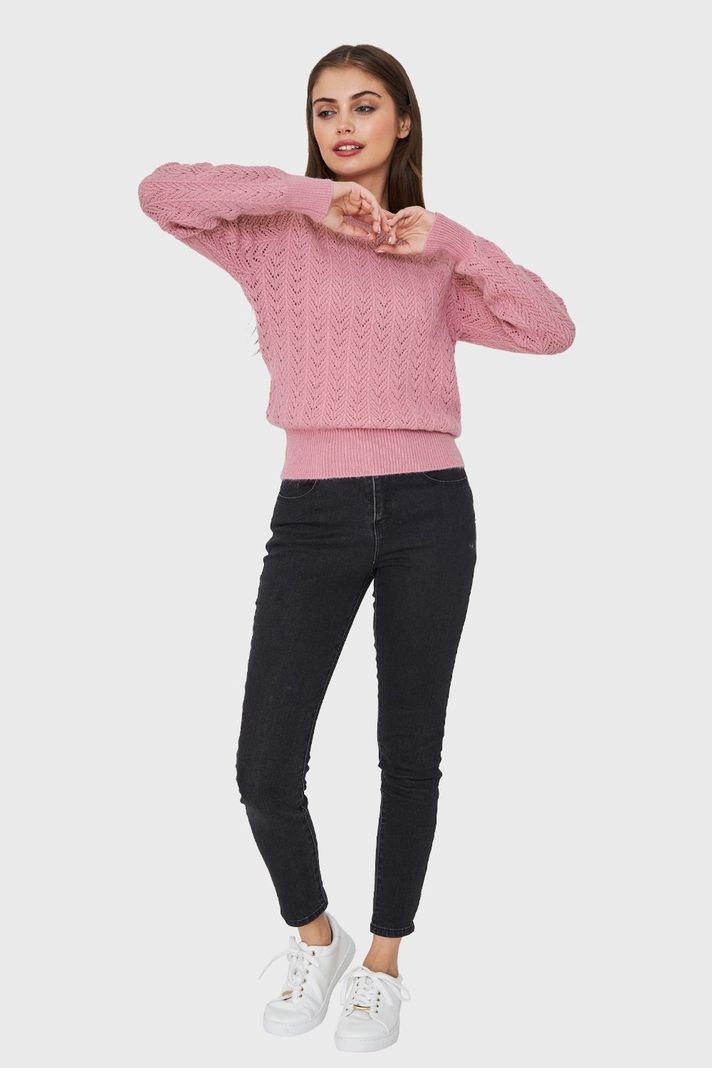 Sweater Punto Fantasía Lurex Rosa Nicopoly-1