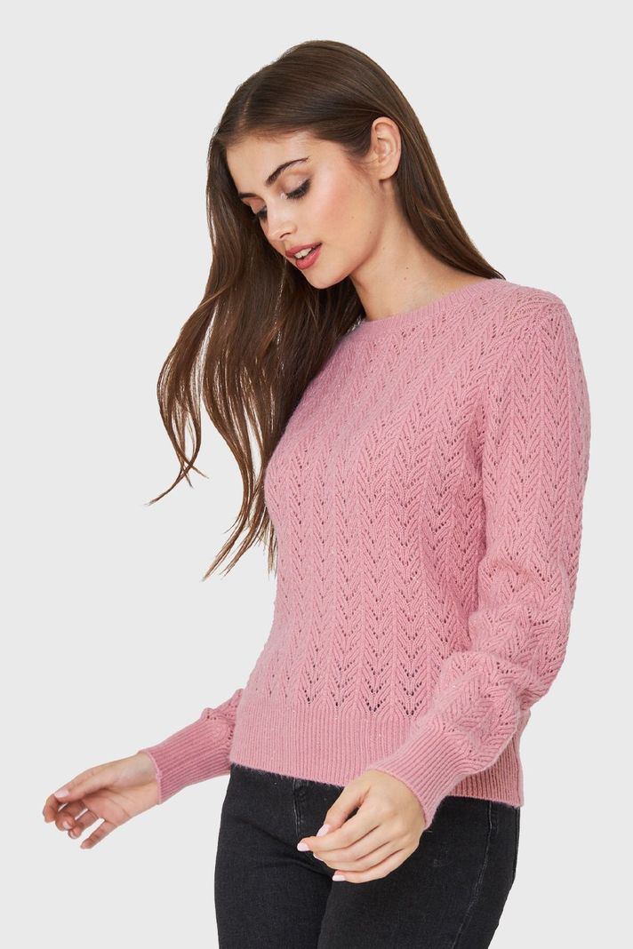 Sweater Punto Fantasía Lurex Rosa Nicopoly-2