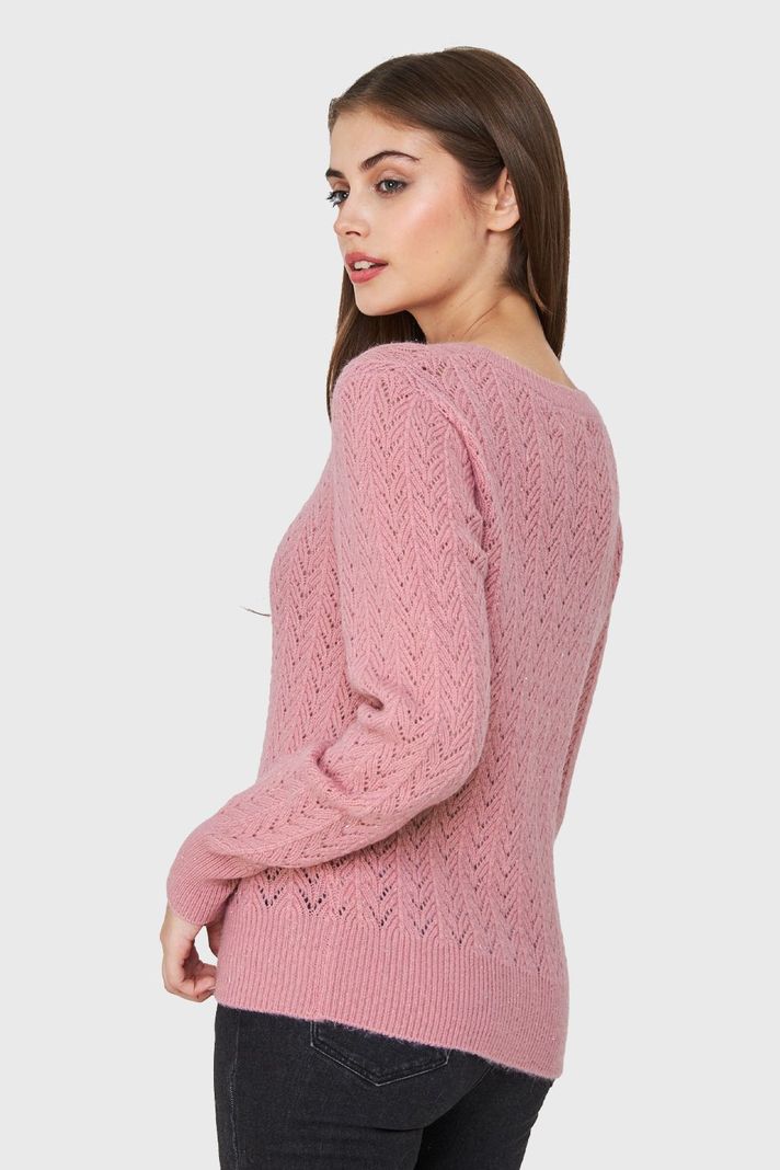 Sweater Punto Fantasía Lurex Rosa Nicopoly-3