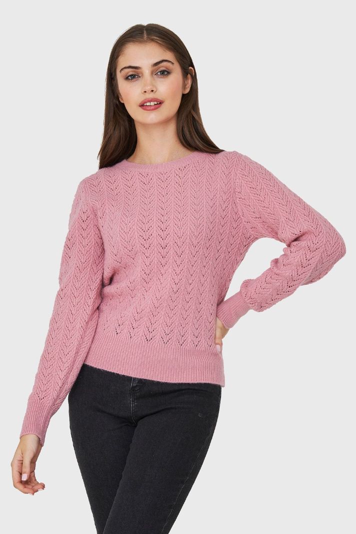 Sweater Punto Fantasía Lurex Rosa Nicopoly-4