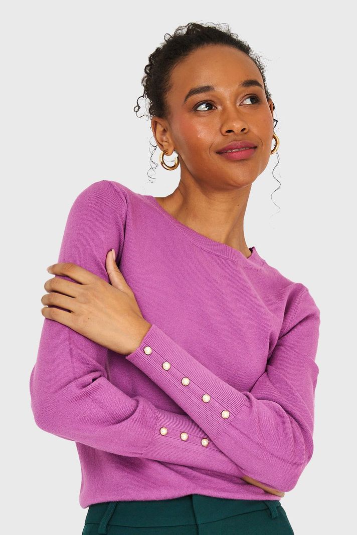 Sweater Mangas Detalles Perlas Lila Nicopoly-0