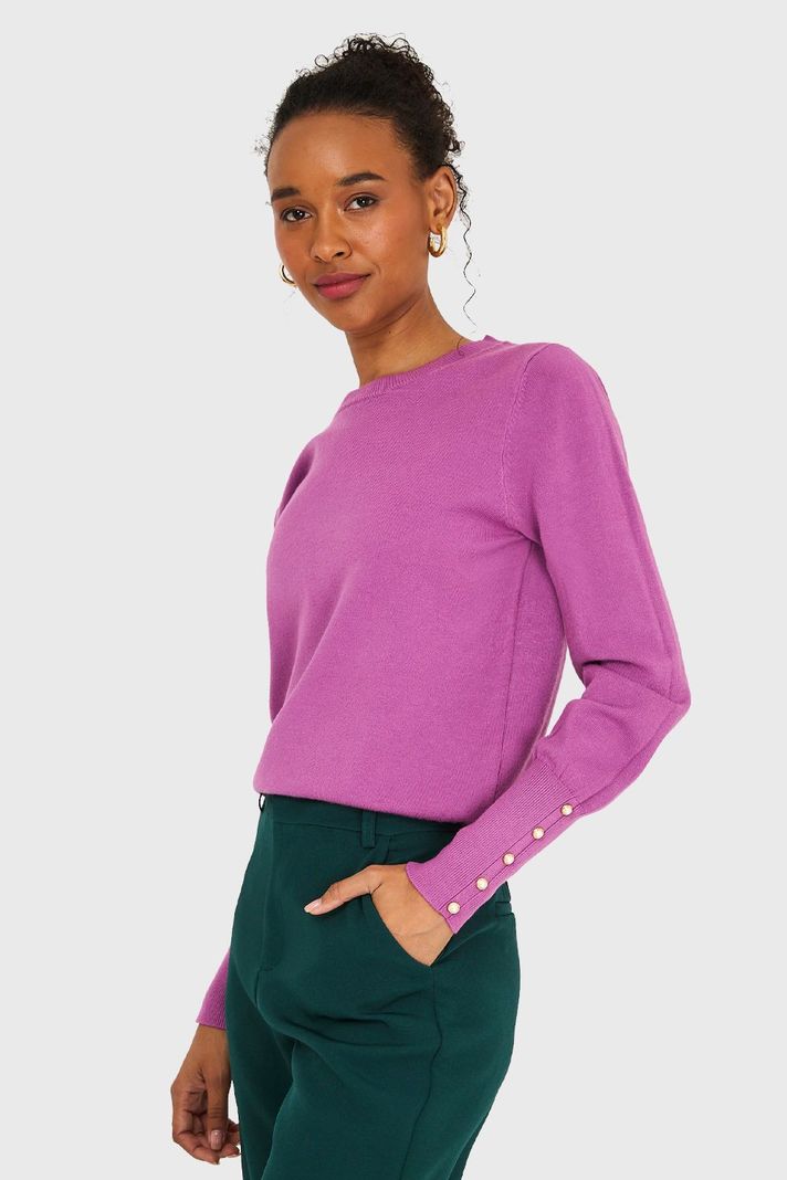 Sweater Mangas Detalles Perlas Lila Nicopoly-2