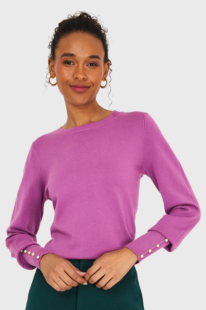 Sweater Mangas Detalles Perlas Lila Nicopoly-4