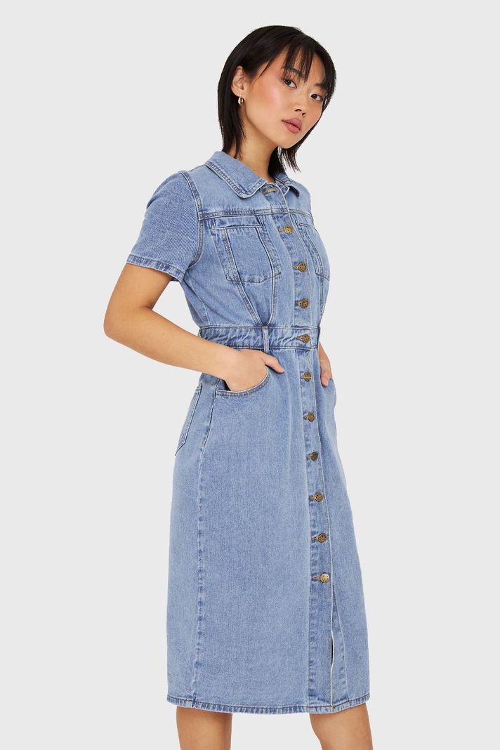 Vestido Camisero Tipo Denim Nicopoly-2