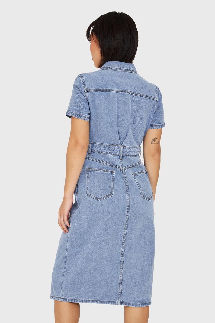 Vestido Camisero Tipo Denim Nicopoly-3