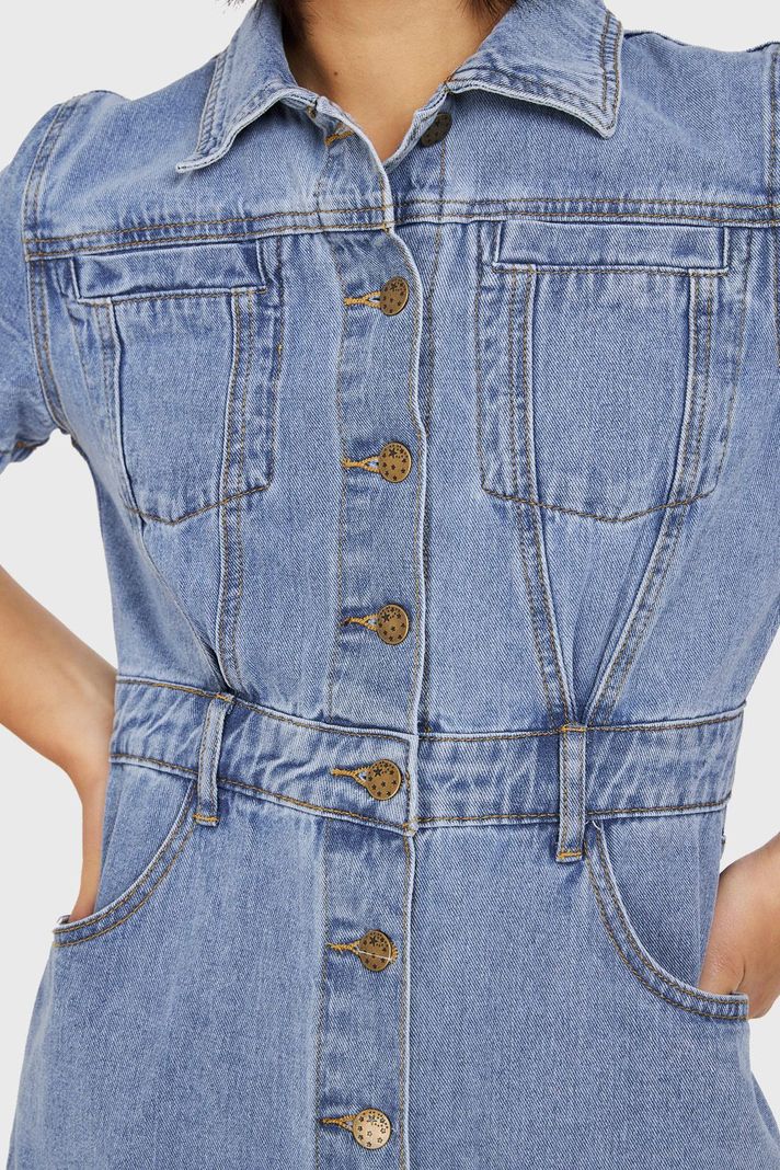 Vestido Camisero Tipo Denim Nicopoly-5
