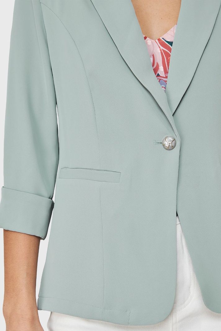 Blazer Entallado Manga 3/4 Celeste Nicopoly-5