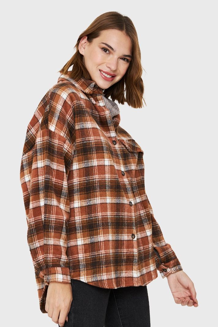 Camisa Tipo Franela Cuadrillé Naranjo Nicopoly-2