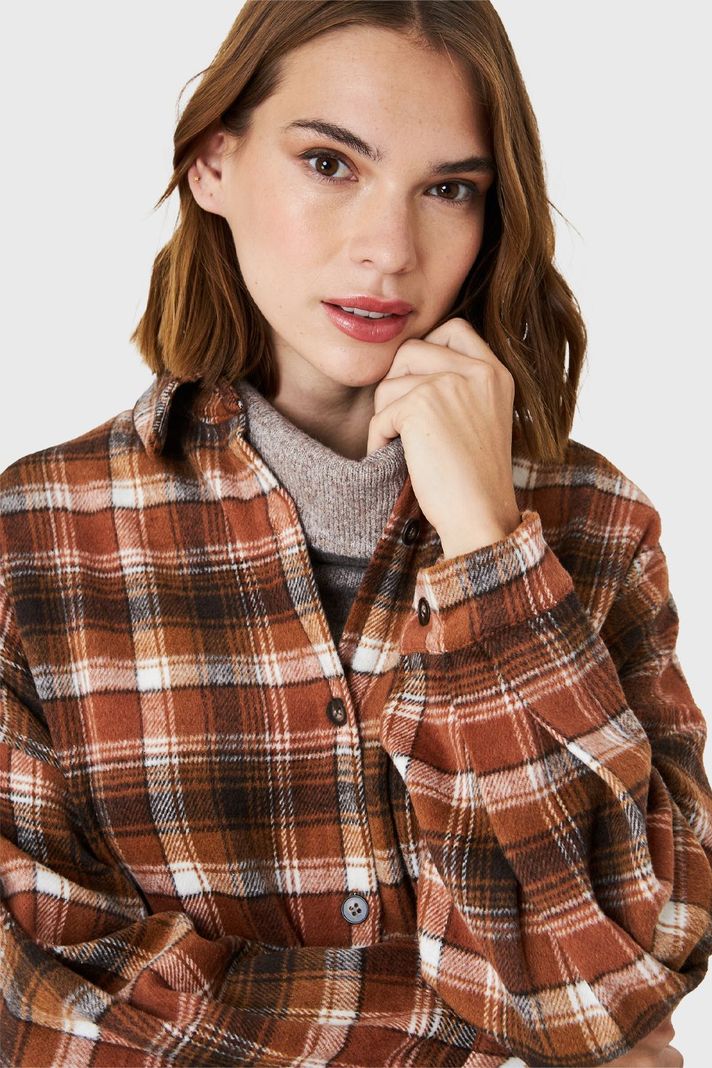 Camisa Tipo Franela Cuadrillé Naranjo Nicopoly-5