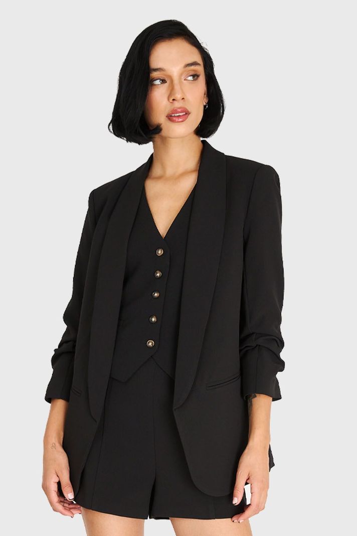 Blazer De Tope Manga 3/4 Negro Nicopoly-0