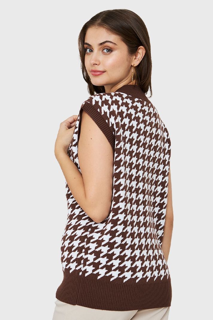 Chaleco Pied De Poule Café Nicopoly-3