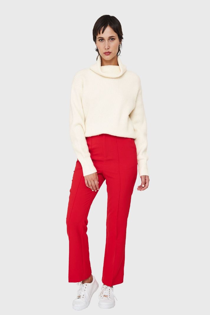 Sweater Acanalado Cuello Alto Blanco Invierno Nicopoly-1
