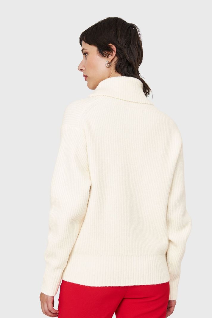 Sweater Acanalado Cuello Alto Blanco Invierno Nicopoly-3