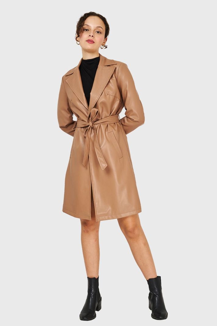 Chaqueta Ecocuero Lazo Camel Nicopoly-1