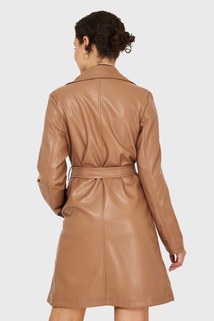 Chaqueta Ecocuero Lazo Camel Nicopoly-3