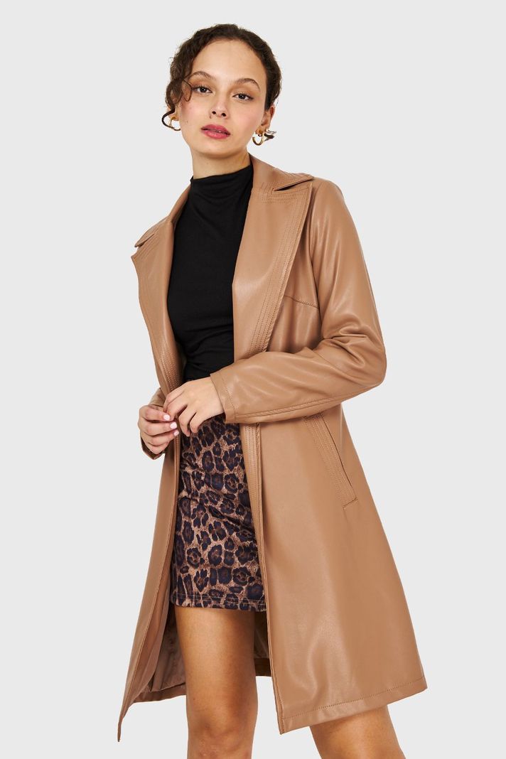 Chaqueta Ecocuero Lazo Camel Nicopoly-4