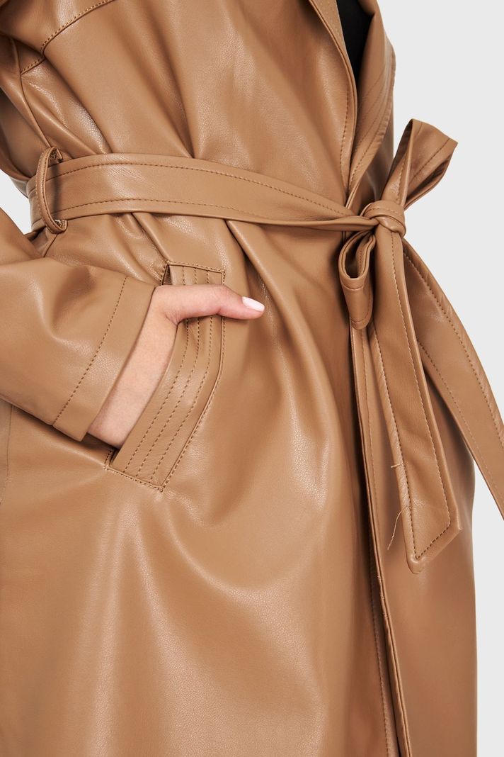 Chaqueta Ecocuero Lazo Camel Nicopoly-5