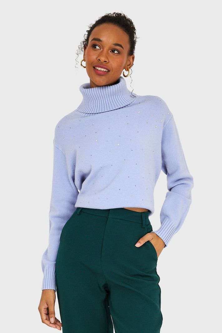 Sweater Cuello Beatle Strass Celeste Nicopoly-0