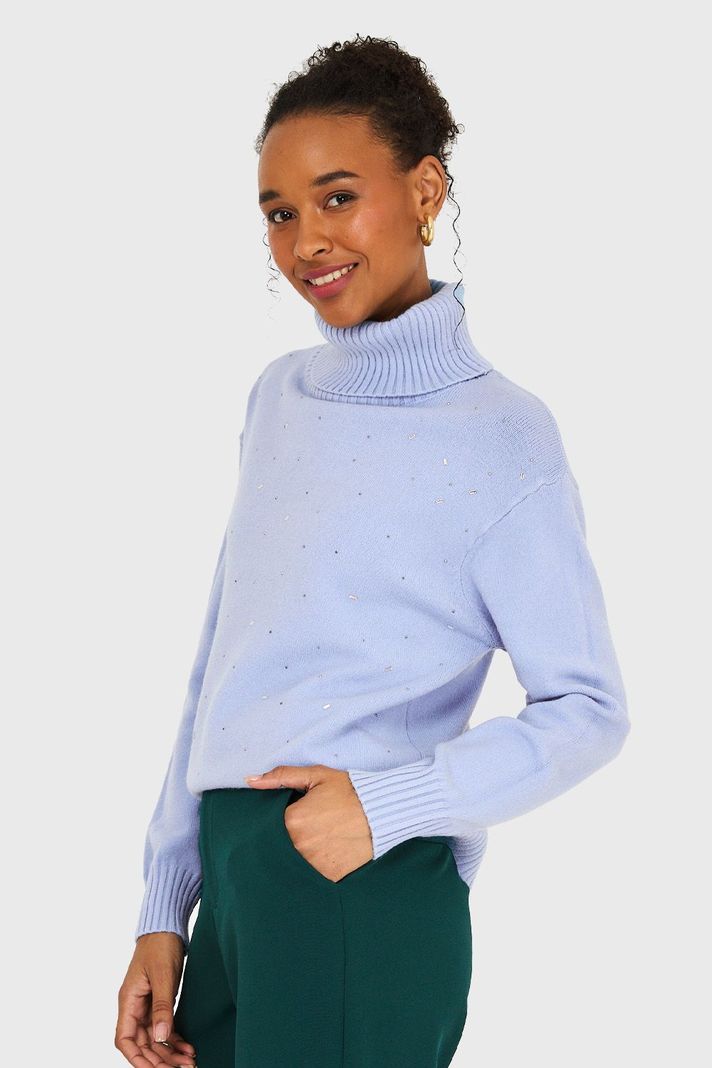 Sweater Cuello Beatle Strass Celeste Nicopoly-2