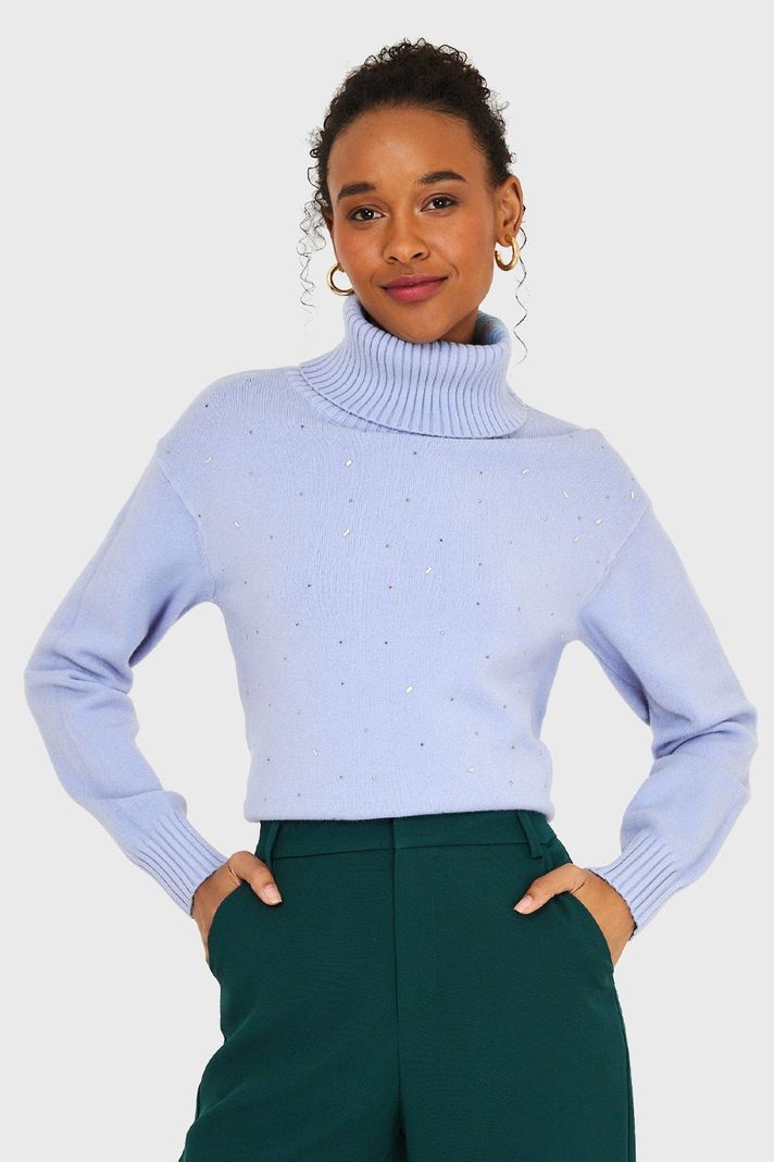 Sweater Cuello Beatle Strass Celeste Nicopoly-4