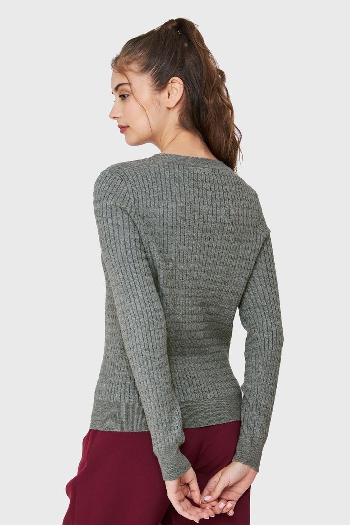 Sweater Punto Fino Cadenetas Gris Nicopoly-3
