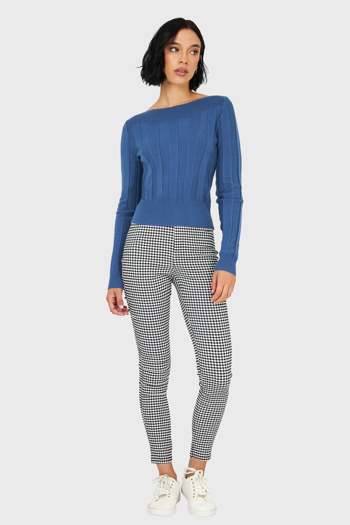 Sweater Cuello Bote Azul Acero Nicopoly-1