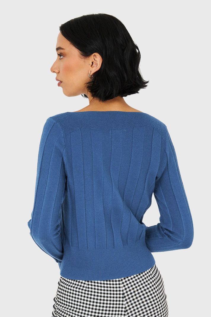Sweater Cuello Bote Azul Acero Nicopoly-3