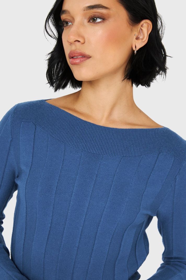 Sweater Cuello Bote Azul Acero Nicopoly-5