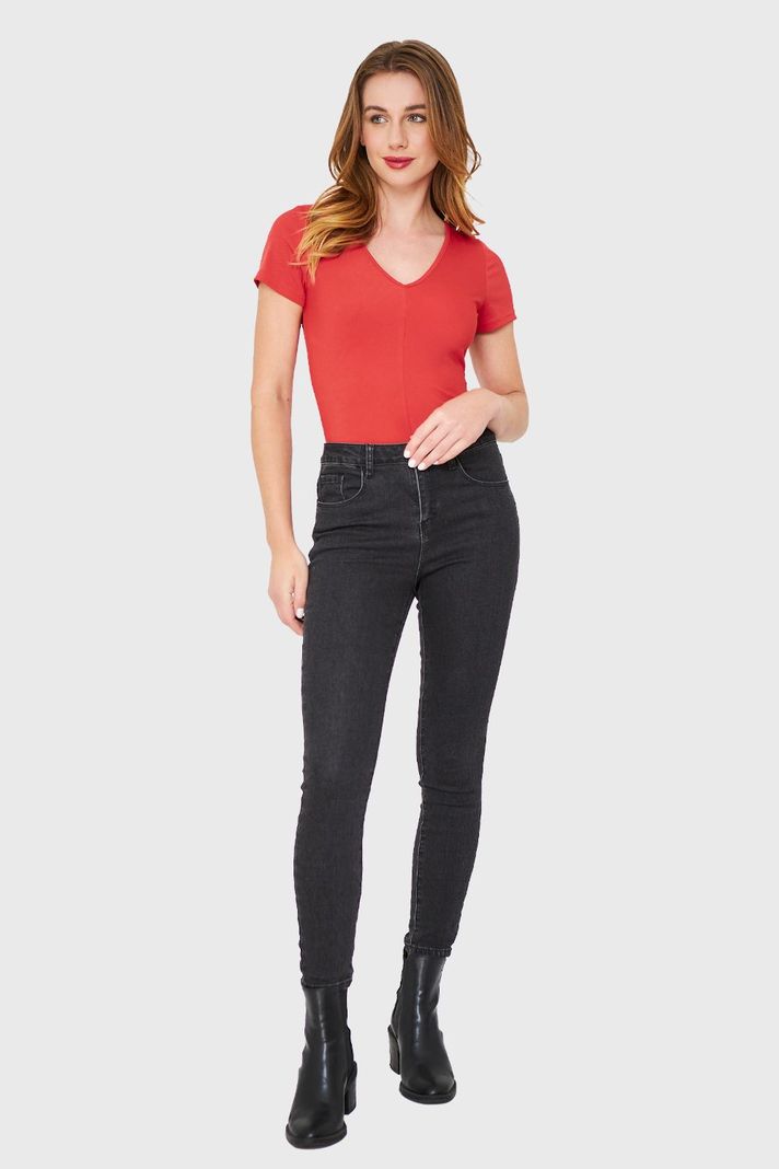 Body Acanalado Manga Corta Rojo Nicopoly-1