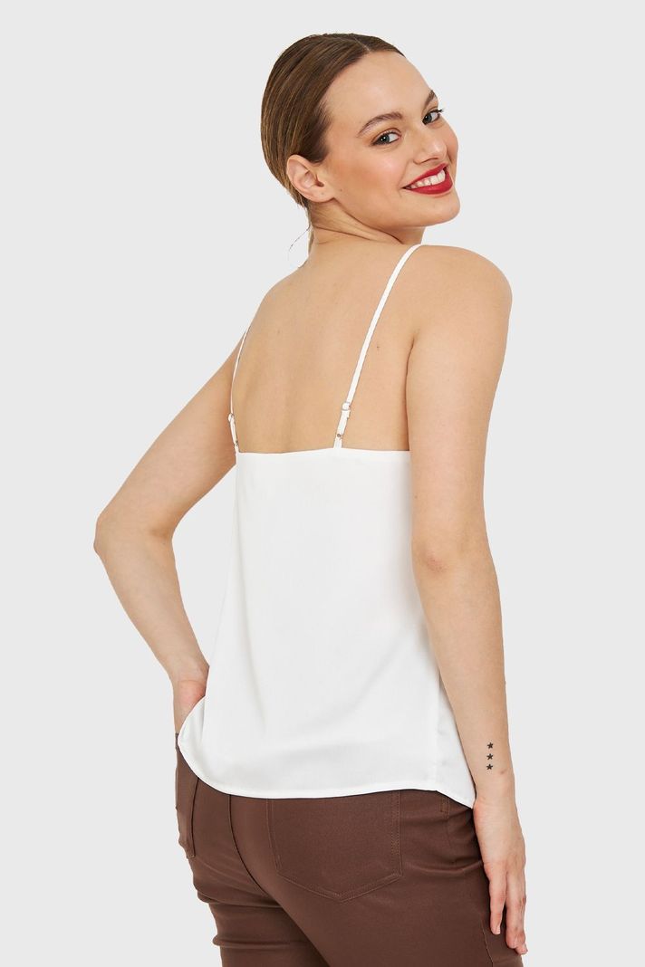 Top Básico Tipo Satín Blanco Nicopoly-3