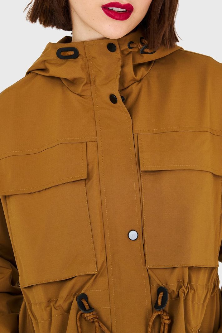Chaqueta Larga Impermeable Mostaza Oscuro Nicopoly-5