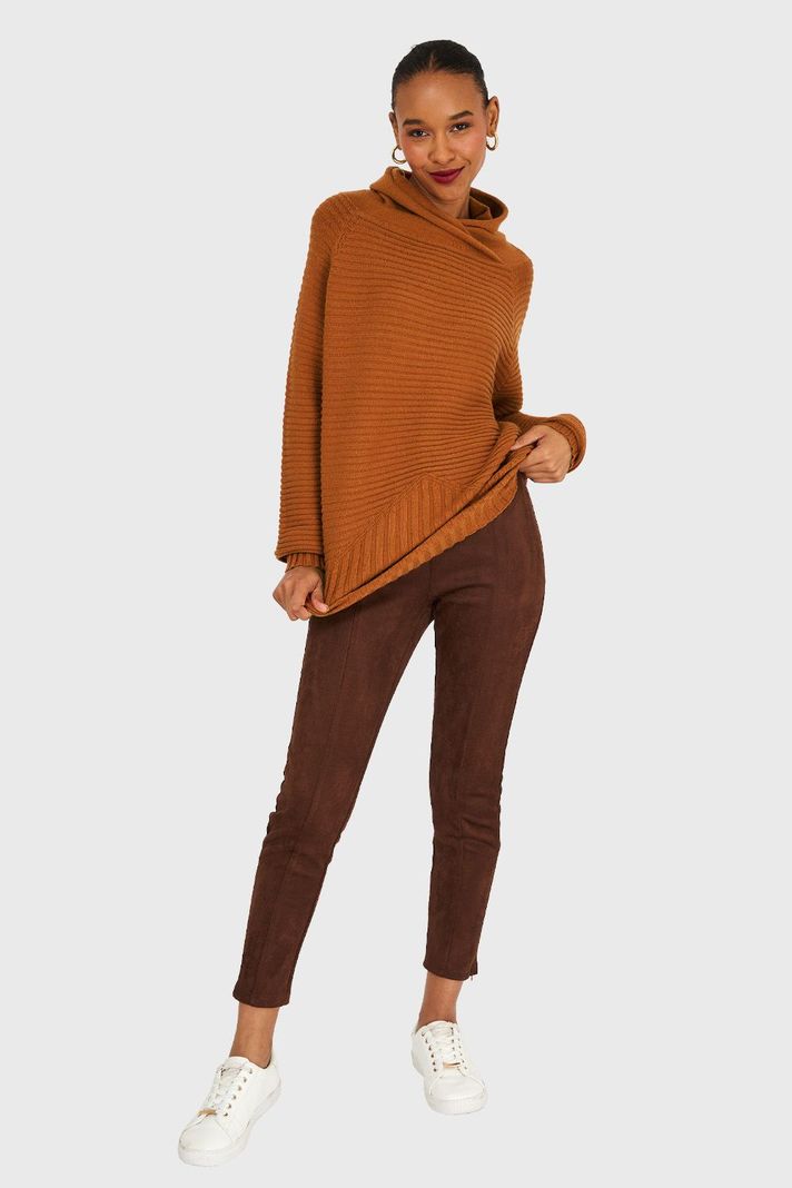 Sweater Canalé Cuello Tortuga Camel Nicopoly-1