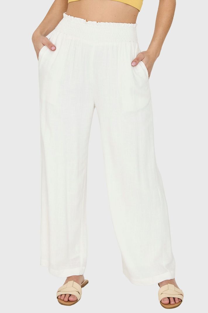 Pantalón Holgado Pretina Alta Blanco Nicopoly-0