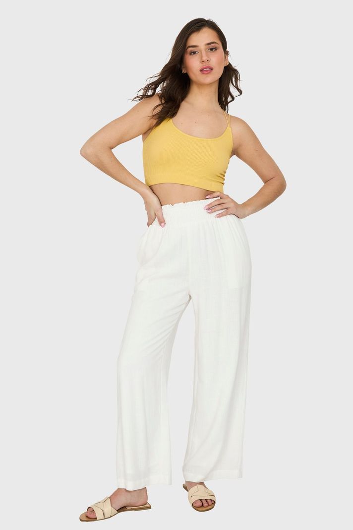 Pantalón Holgado Pretina Alta Blanco Nicopoly-1