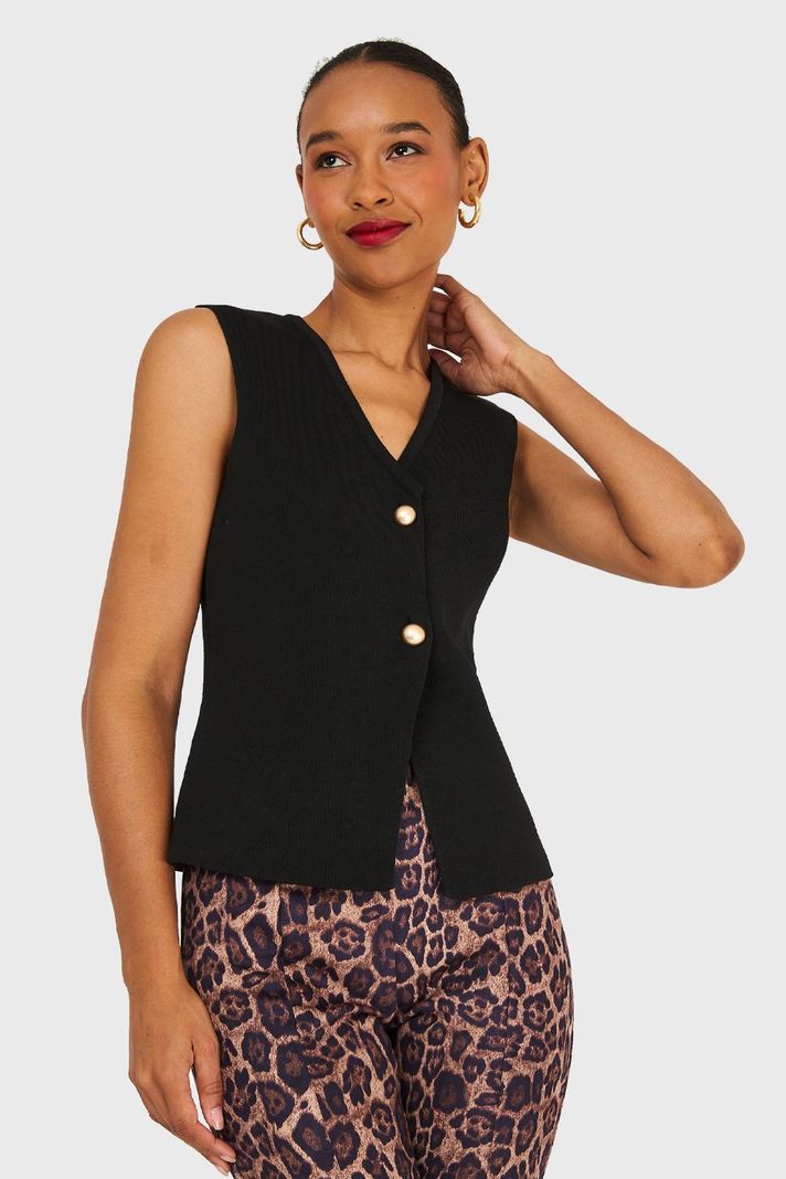 Gilet Tejido Hilo Negro Nicopoly-0