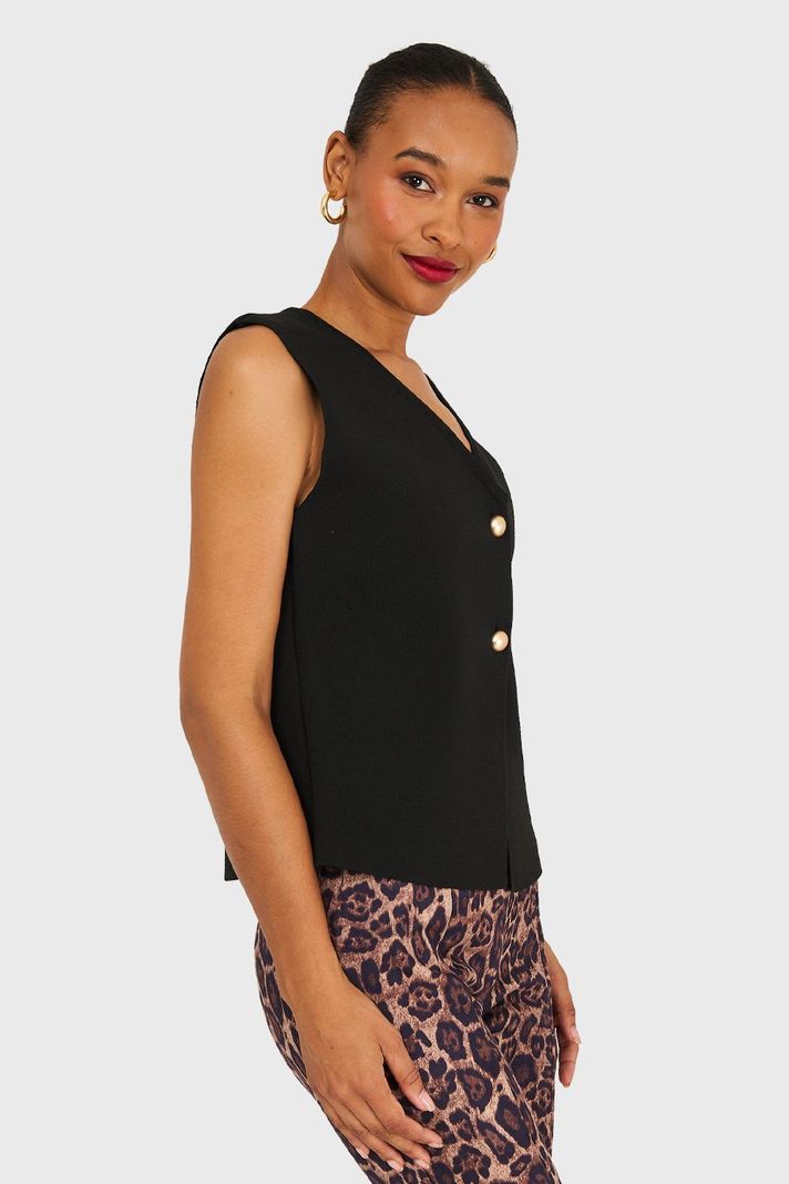 Gilet Tejido Hilo Negro Nicopoly-2