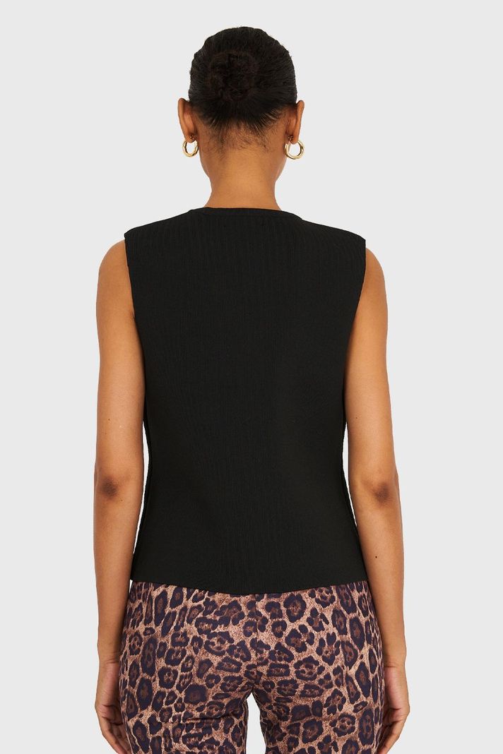 Gilet Tejido Hilo Negro Nicopoly-3
