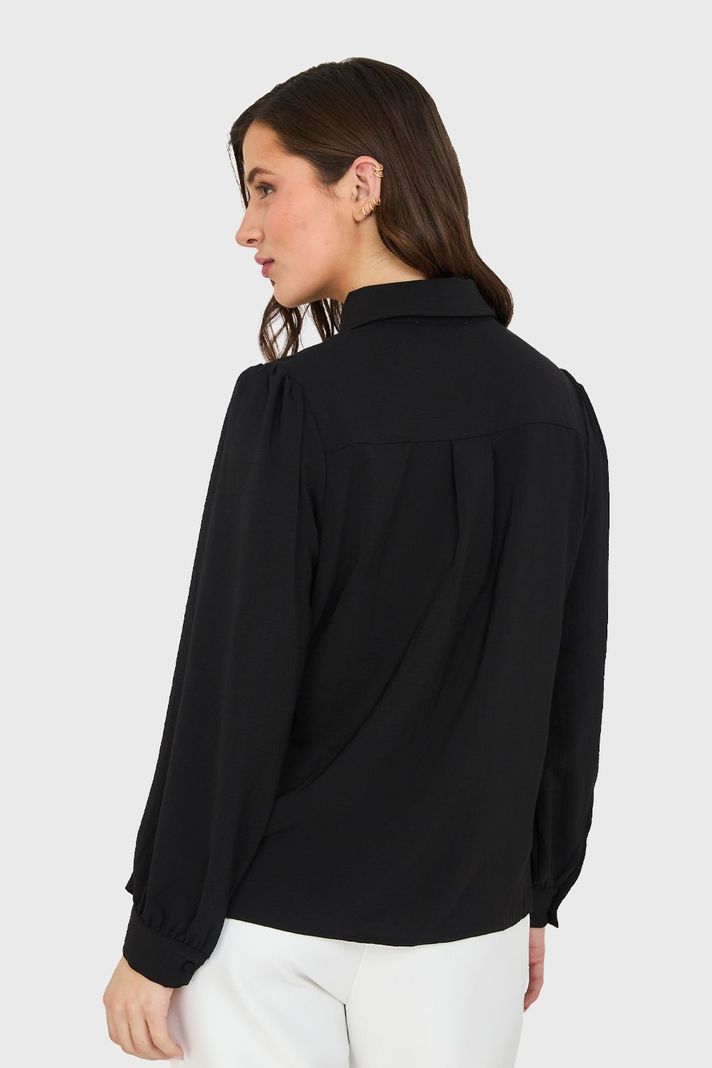 Blusa Con Lazo Desmontable Negro Nicopoly-3