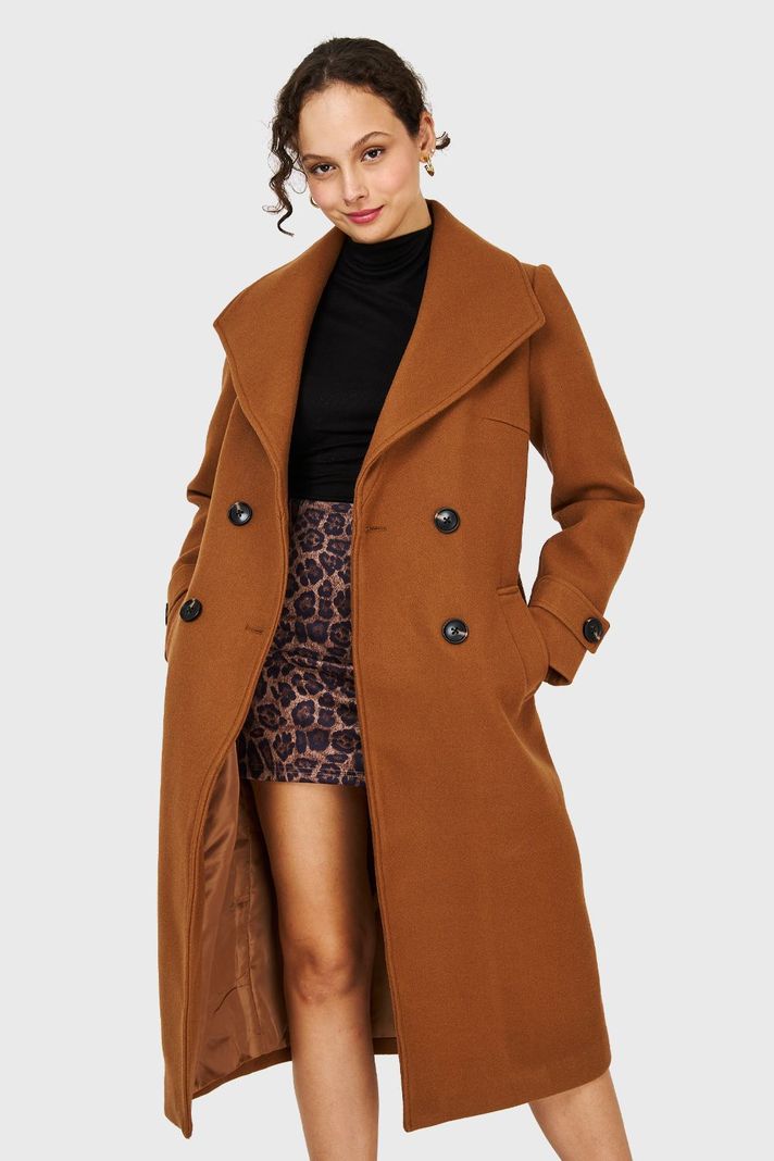 Abrigo Largo Lazo Camel Nicopoly-0