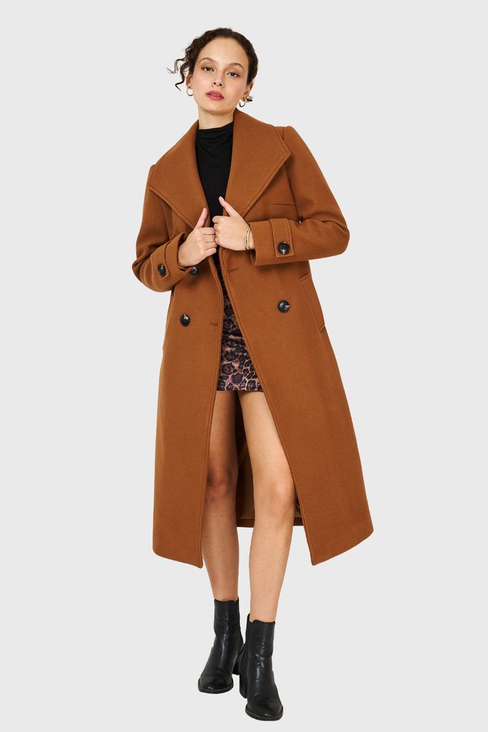 Abrigo Largo Lazo Camel Nicopoly-1