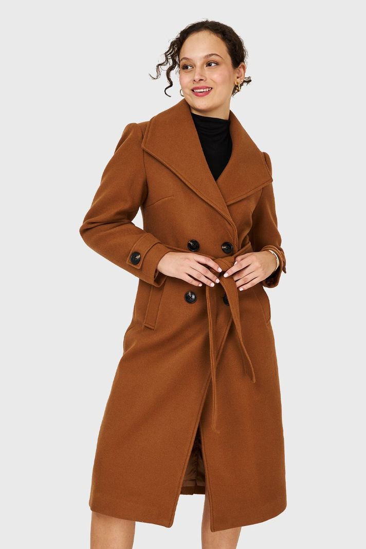 Abrigo Largo Lazo Camel Nicopoly-4