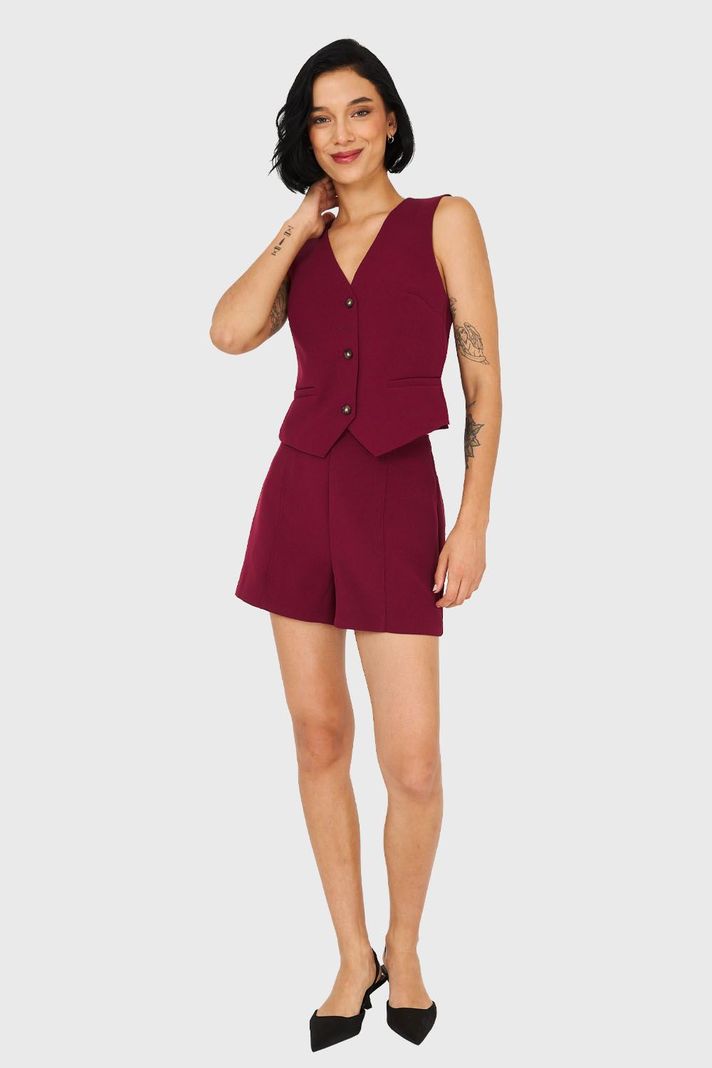 Short Básico Tiro Alto Burdeo Nicopoly-1