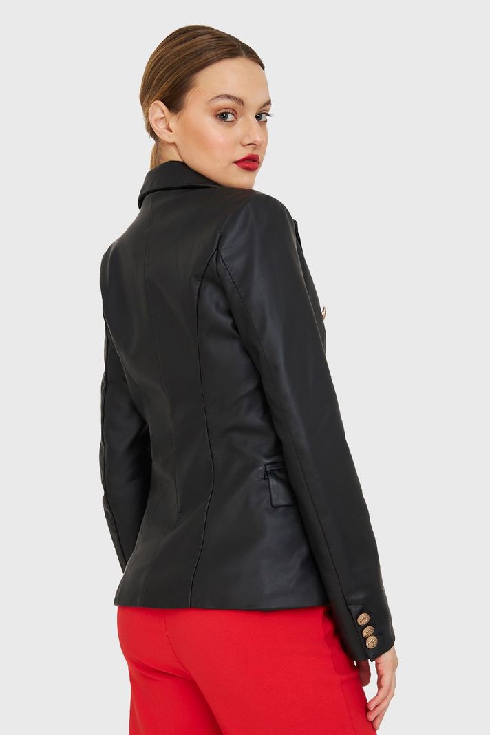 Blazer Cruzado Ecocuero Negro Nicopoly-3
