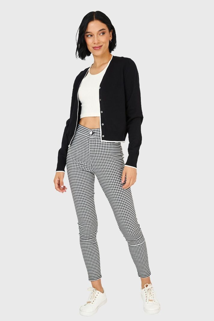Cárdigan Básico Botones Negro Nicopoly-1