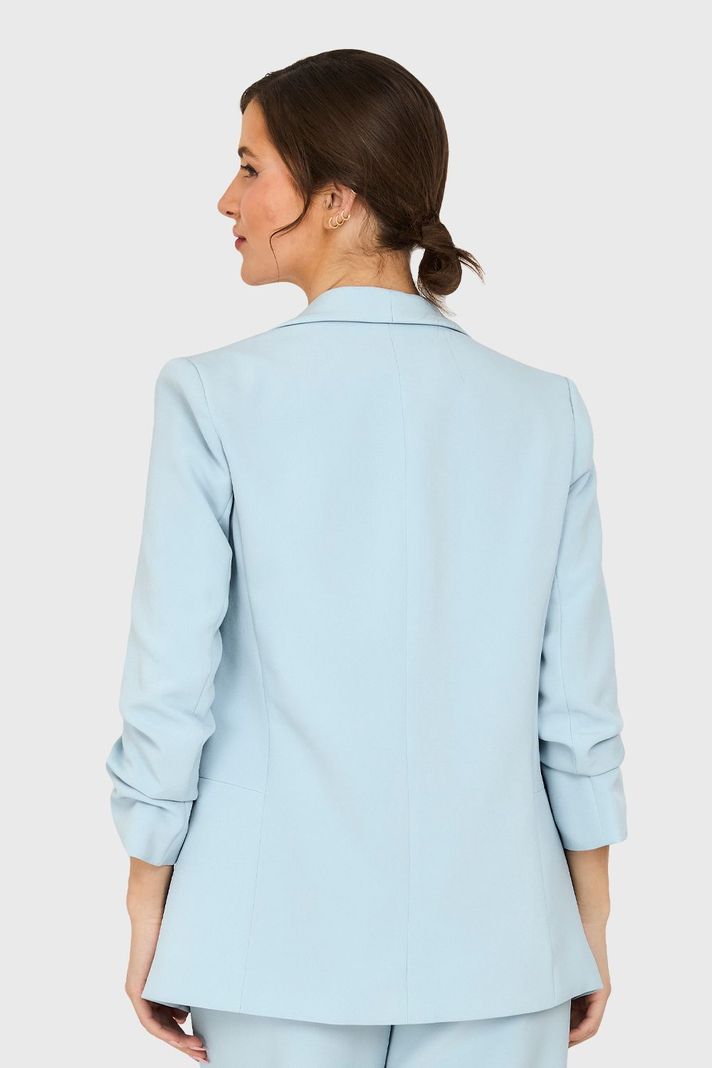 Blazer Manga 3/4 Ajustada Con Pliegues Celeste Nicopoly-3