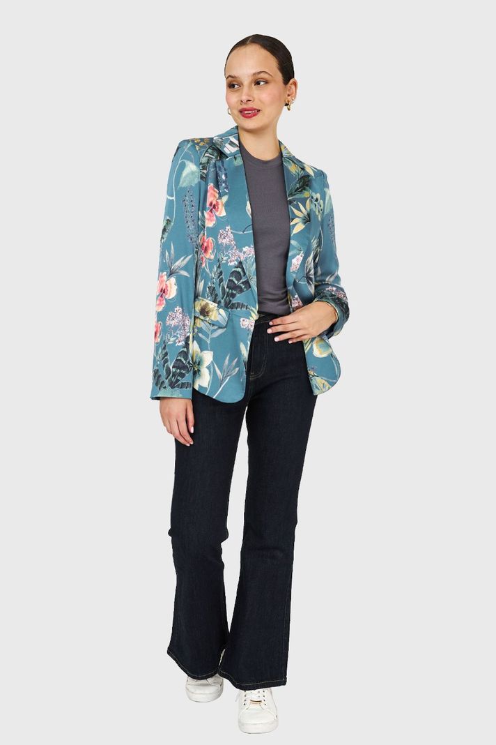 Blazer Floreado Celeste Nicopoly-1